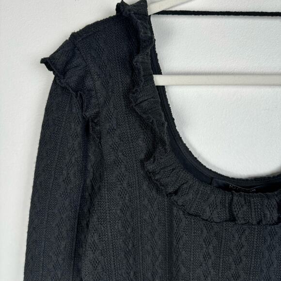 19 Cooper Ruffle Long Sleeve Knit Dress Black Size L Goth Coquette Minidress - Picture 10 of 12